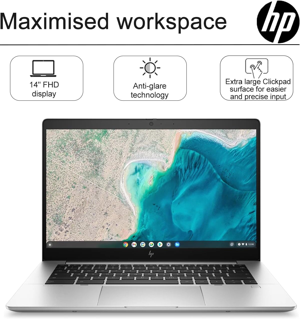 HP Chromebook Plus Elite C640 G3 (14' FHD, Intel i5-1245U, 8GB RAM, 512GB SSD, 10-Core (>i7-1165G7)) Enterprise Laptop for Business, College, Backlit, Fingerprint, 2x Thunderbolt 4, IST Hub, Chrome OS