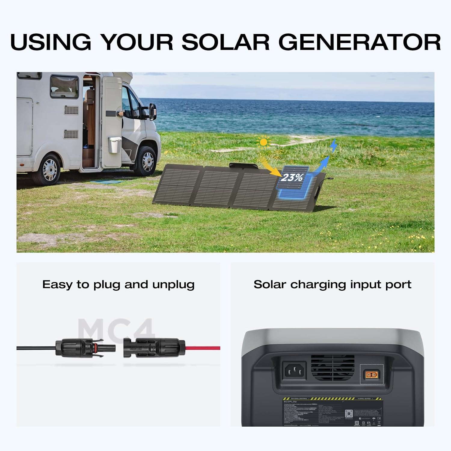 EF ECOFLOW Solar Generator RIVER 3 Plus with 110W Solar Panel, 286Wh Portable Power Station LiFePO4 Battery, 3 Up to 1200W AC Outlets, <10 MS UPS, Expandable to 858Wh, <30 dB Quiet, 1Hr Fast AC Charge
