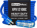 DuroMax XPX12100C Heavy Duty SJEOOW 100-Foot 12 Gauge Blue Triple Tap Lighted Extension Power Cord
