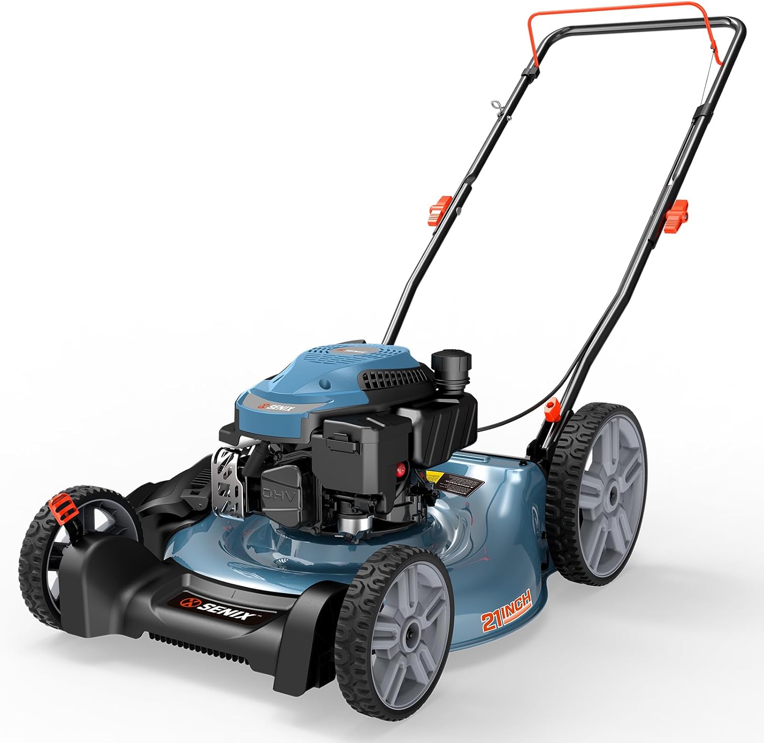 SENIX 144 cc Gas Lawn Mower, 21 inch 2-in-1 Push with Mulching and Side Discharge, 4-Cycle Engine, 6 Position Cutting Height Adjustment for Yard and Garden