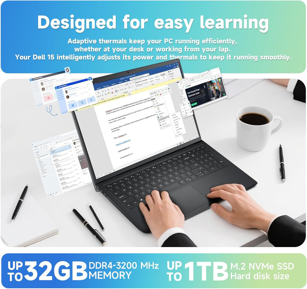 Dell Inspiron 15 Touchscreen Laptop, 15.6' FHD IPS Display, AMD Ryzen 7 7730U, 20GB RAM 1TB SSD, Wi-Fi 6, AMD Radeon Graphics, Windows 11 Pro, Copilot AI, Numeric Keypad, Business & Student Laptop