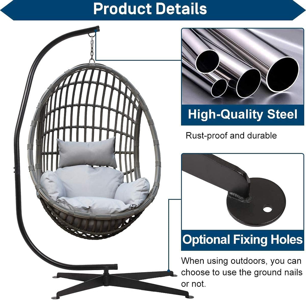 BestMassage Hanging Hammock Stands Hammock Chair Stands Solid Steel Heavy Duty Stand Only Construction for Hanging Hammock ，C Stand Air Porch Swing Chair for Indoor Outdoor