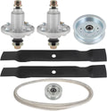 SCITOO Deck Rebuild Kit, 42 Lawn Mower Deck Parts Rebuild Kit Compatible with John Deere 100 Series 102 D105 / E100 /LA100 / X105, 1 Belt 2 Mower Blades 2 Spindle Assembly 2 Idler Pulleys