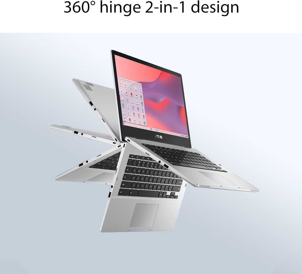 ASUS Chromebook Flip CX1 Convertible Laptop, 14' FHD NanoEdge 360-degree Touchscreen, Intel Celeron N4500 Processor, 128GB eMMC Storage, 8GB RAM, ChromeOS, Transparent Silver, CX1400FKA-AS88FT