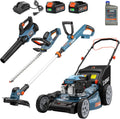 SENIX 22' Self-Propelled Gas Lawn Mower | X2 20V String Trimmer, Leaf Blower, and Hedge Trimmer [4-Piece Set], Includes 2 Batteries & Battery Charger