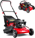 131cc Self Propelled Lawn Mower, 3-in-1 Gas Powered Push Mower with 50L Grass Bag, 20-inch Cutting Deck, Big Wheels for Yard Lawn Care, Mulching, Bagging & Side Discharge