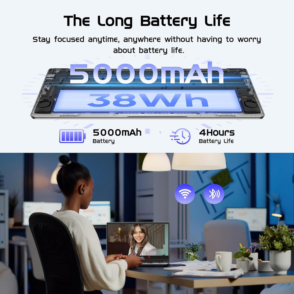Laptop Computer 15.6' Laptops with 12GB RAM 256GB SSD,Office Suite, 100% sRGB Screen, N4000 Processor, Notebook, Dual Band WiFi5, BT4.2, USB-A, HDMI,FHD 1920 * 1080 Display,Silver