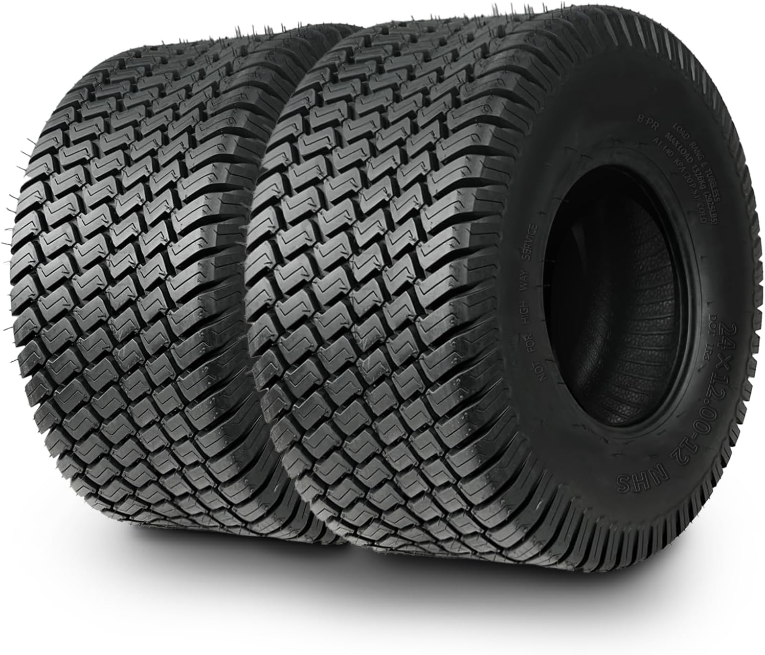 TRIPOWER 24x12x12 Lawn Mower Tires - 24x12.00-12 Tires for Lawn Garden Mower and Tractor, 8 Ply Tubeless, 1710lbs Capacity, Set of 2