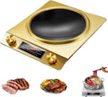 3500-Watt Induction Cooktop with Concave Design, with 10 Temperature Levels, Portable Multifunctional Concave Induction Stove Electric Heater, with LCD Display & Knob Control (GOLD)