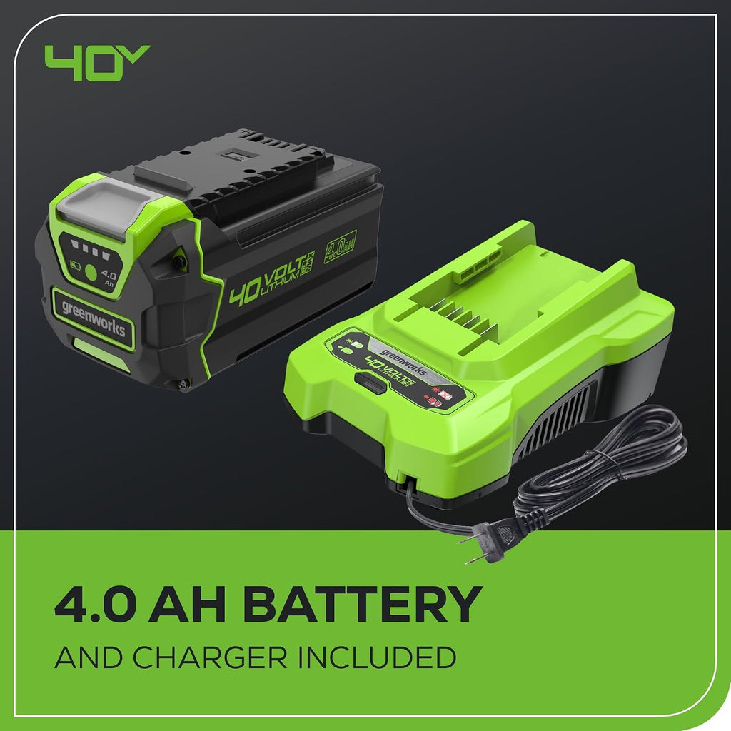 Greenworks 40V 19' Brushless (Push) Cordless Lawn Mower, 4.0Ah Battery and Charger