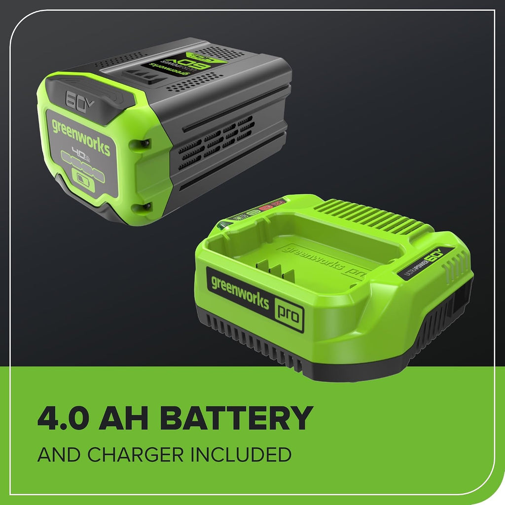Greenworks 60V 17' Brushless (Push) Mower + 60V (610 CFM) Brushless Blower, 4.0Ah Battery and 3A Charger
