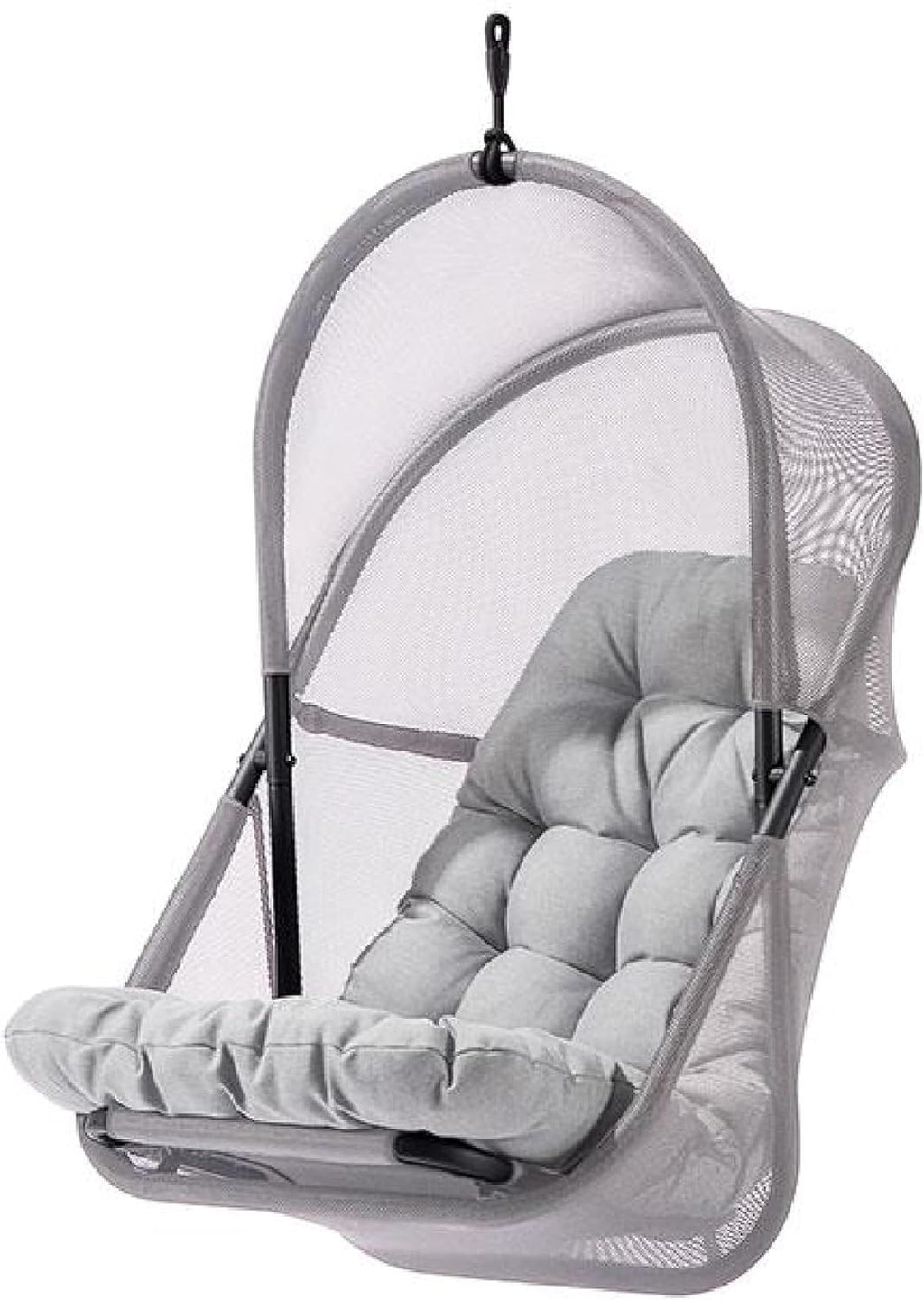 Bery Patio Hanging Swing Chair-Cushioned Light Gray Mesh