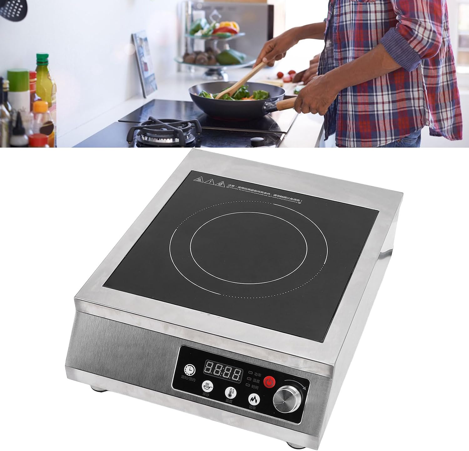 Portable Induction Cooktop,3500W Countertop Burner Induction Hot Plate Induction Cooker Electric Cooking Cooktop with Angle Control Panel for Kitchen Cooking (01)