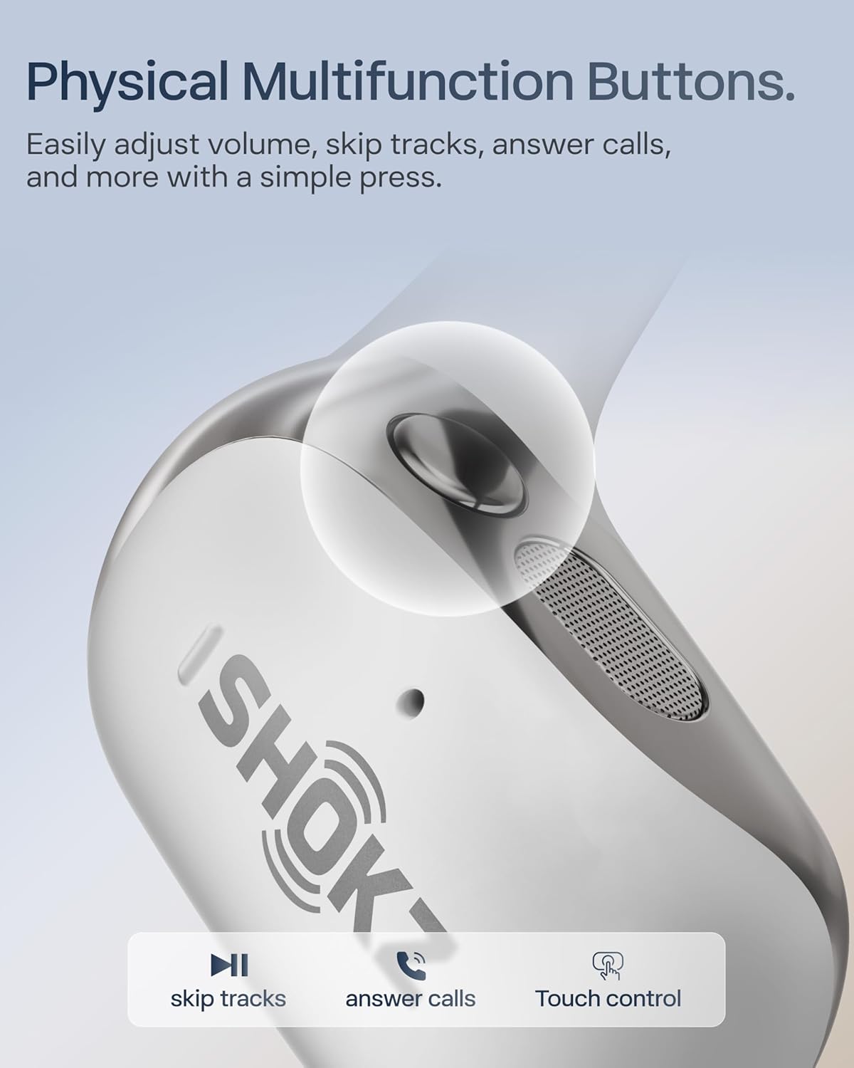 SHOKZ NEW OpenFit 2+ Open-Ear Headphones, Dolby Audio Enabled, Comfortable Earbuds with Soft Ear Hooks, 48H Playtime, IP55 Water-Resistant, USB-C Fast Charging, Wireless Charging, Carrying Bag, Grey