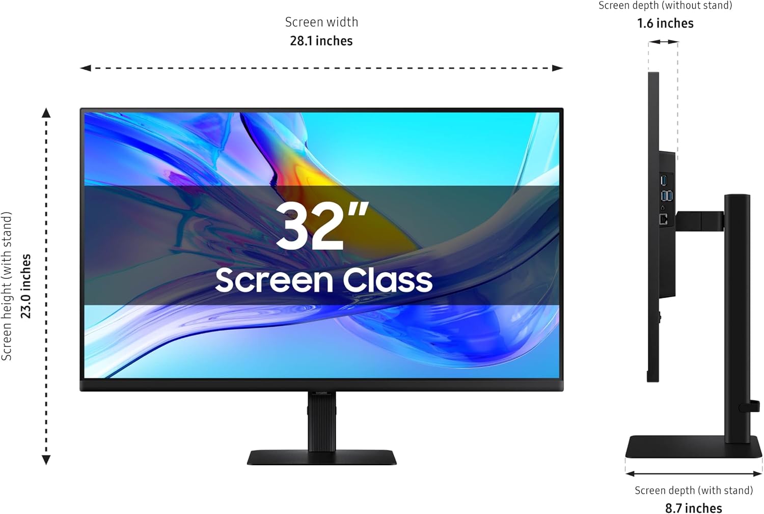 Samsung 32' ViewFinity S8 (S80UD) 4K UHD IPS HDR10 High Resolution Monitor, USB-C, Built-in Speakers, Ergonomic Stand, Built-in KVM Switch, Intelligent Eye Care, LS32D808UBNXGO, 2025