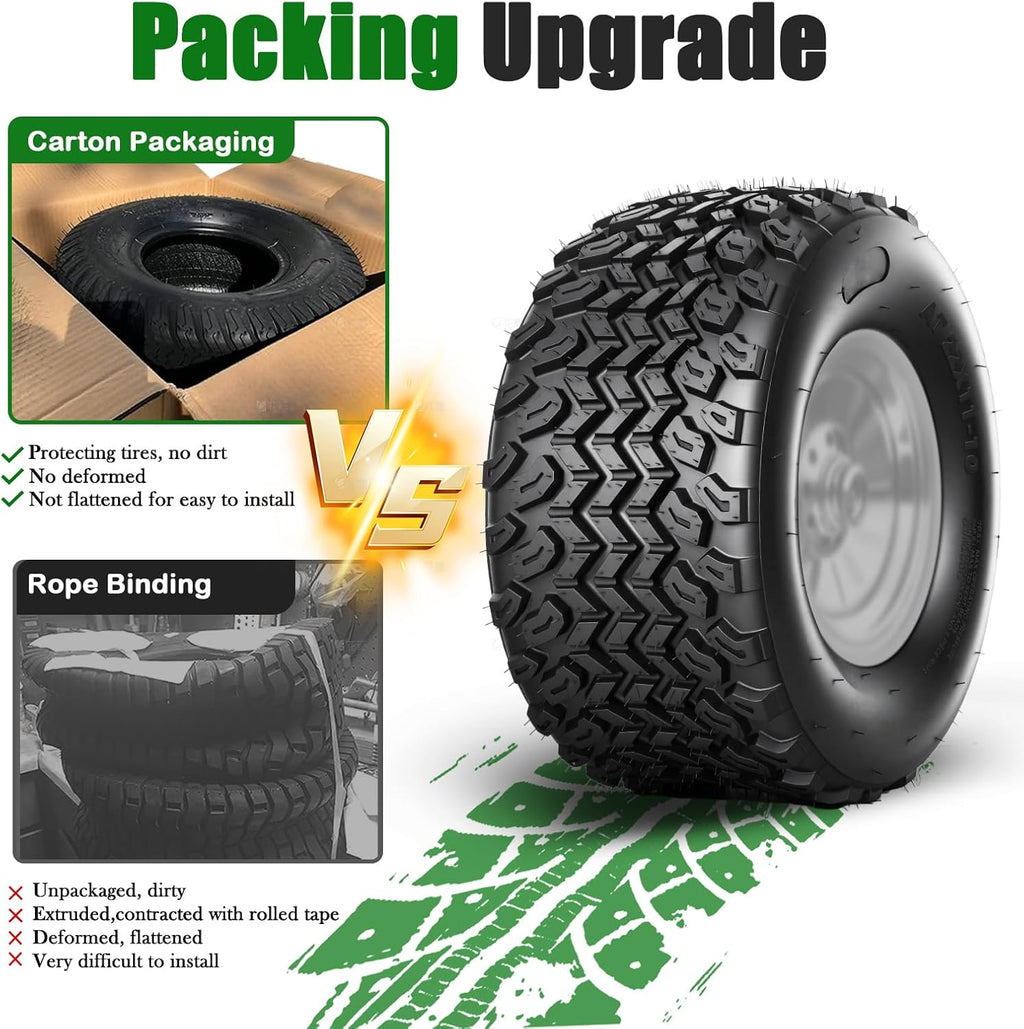 TRIPOWER 22x11.00-10 Golf Cart Tires - 22x11x10 DOT Street Tires for Golf Cart EZGO Club Car, All Terrain, 6PR Tubeless, 1270lbs Capacity, Set of 2