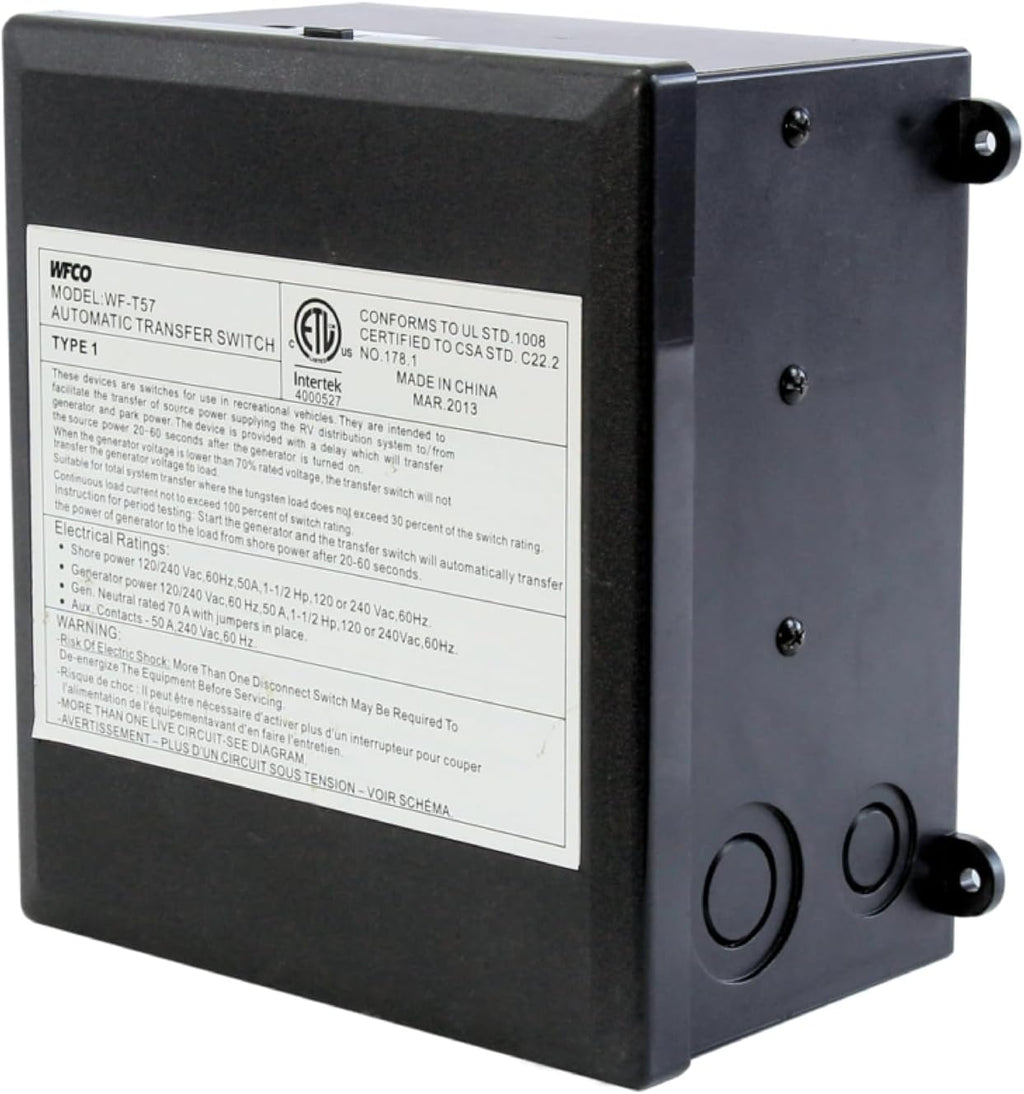 WFCO T57 50 Amp Transfer Switch, Black