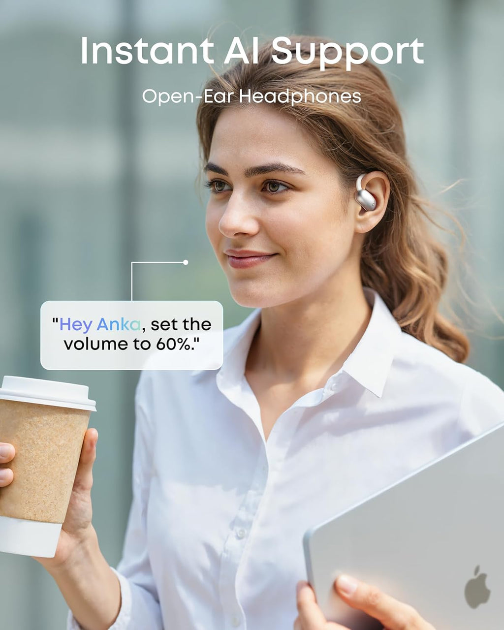 Soundcore AeroFit 2 AI Assistant Open-Ear Headphones by Anker, Pressure-Free Fit, 2X Richer Bass, Real-Time Translation Earbuds, Hi-Res, 35H Playtime, IP55