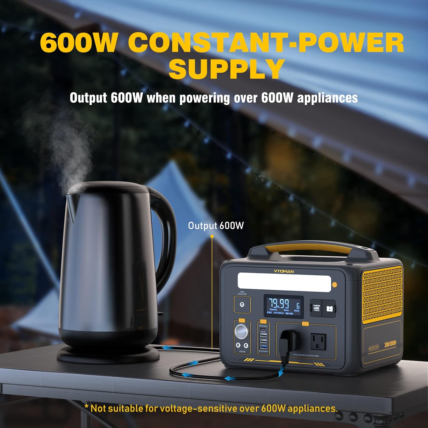 VTOMAN Jump 600X Portable Power Station with 200W Solar Panel, 299Wh Solar Generator with 600W AC Outlets (Surge 1200W) for Outdoor Camping, Vehicle Emergency, Electric Backup, RV, Power Outages