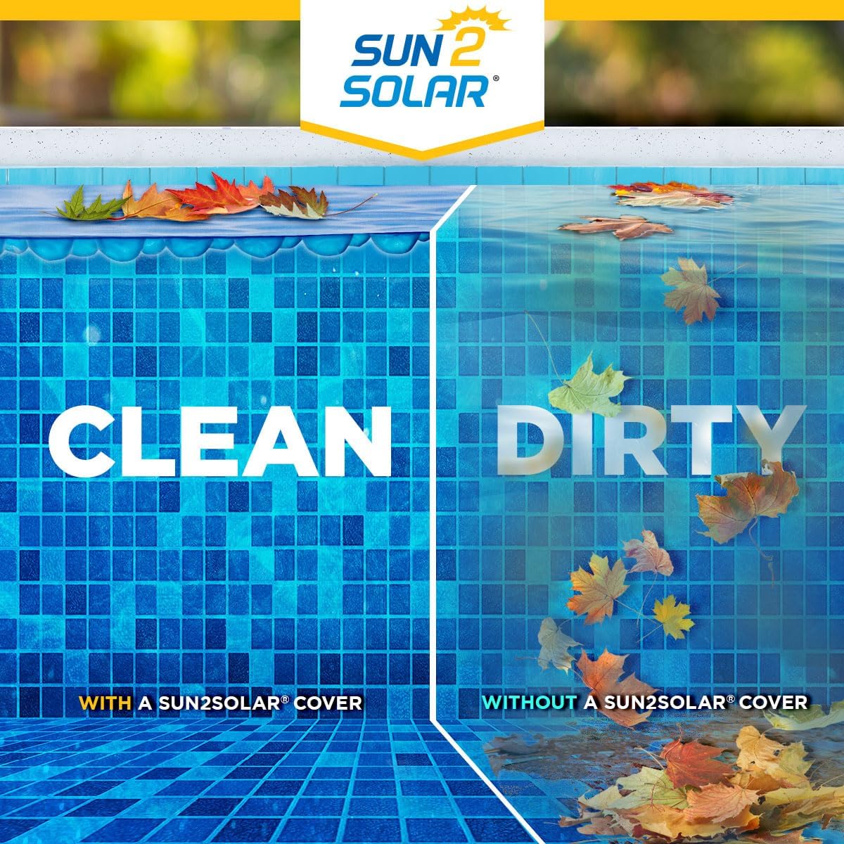 Sun2Solar Blue 33 ft x 33 ft Square Pool Solar Cover | 800 Series | Heat Retaining Solar Blanket | for Heating Inground & Above Ground Swimming Pools & Spas | Includes 6 Heavy-Duty Grommets