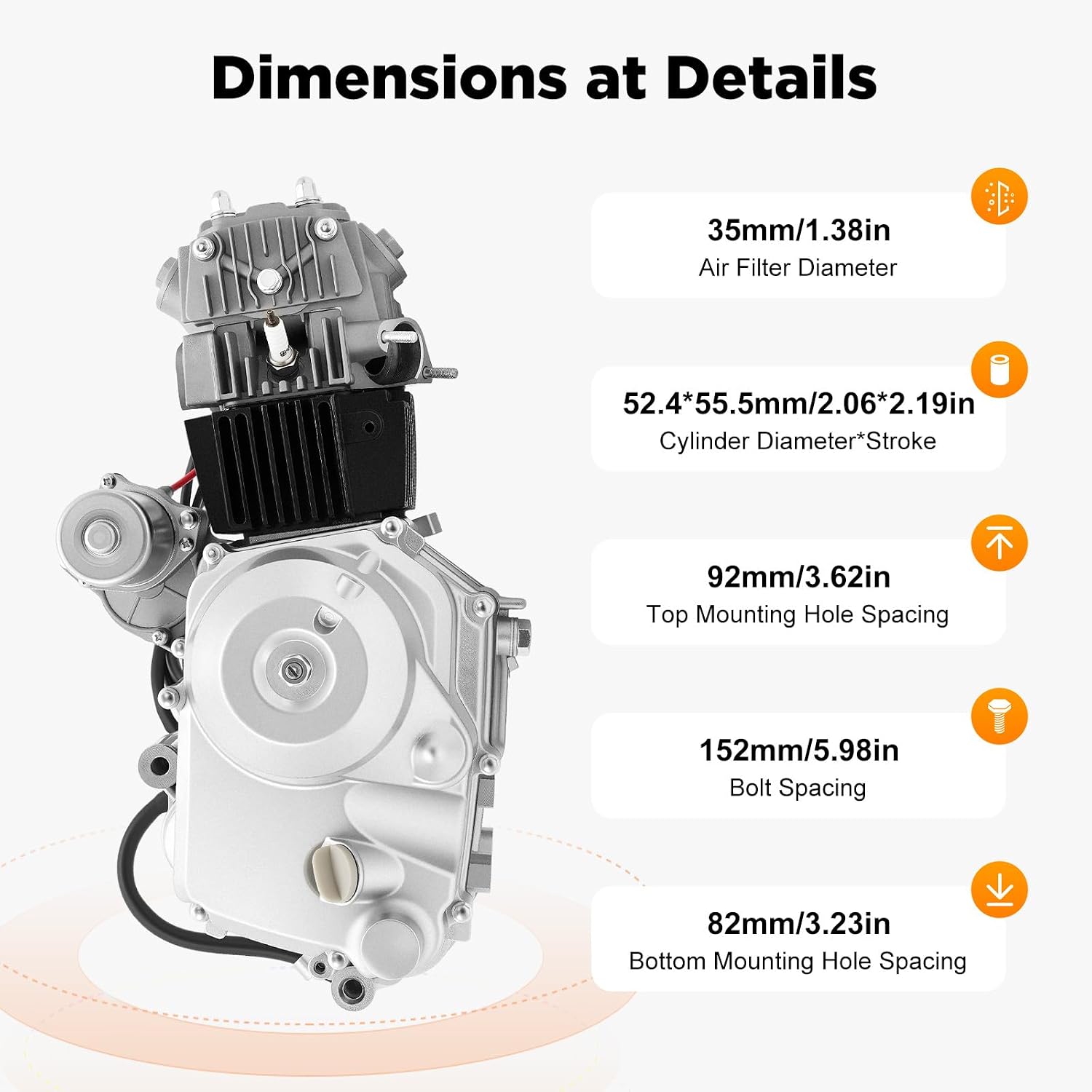 125CC 4 Stroke Engine Motor for ATVs, Single Cylinder Air Cooling Engine Motor Kit, Electric Start Lawn Mower Accessories Engine (Forward-Neutral-Reverse Transmission)