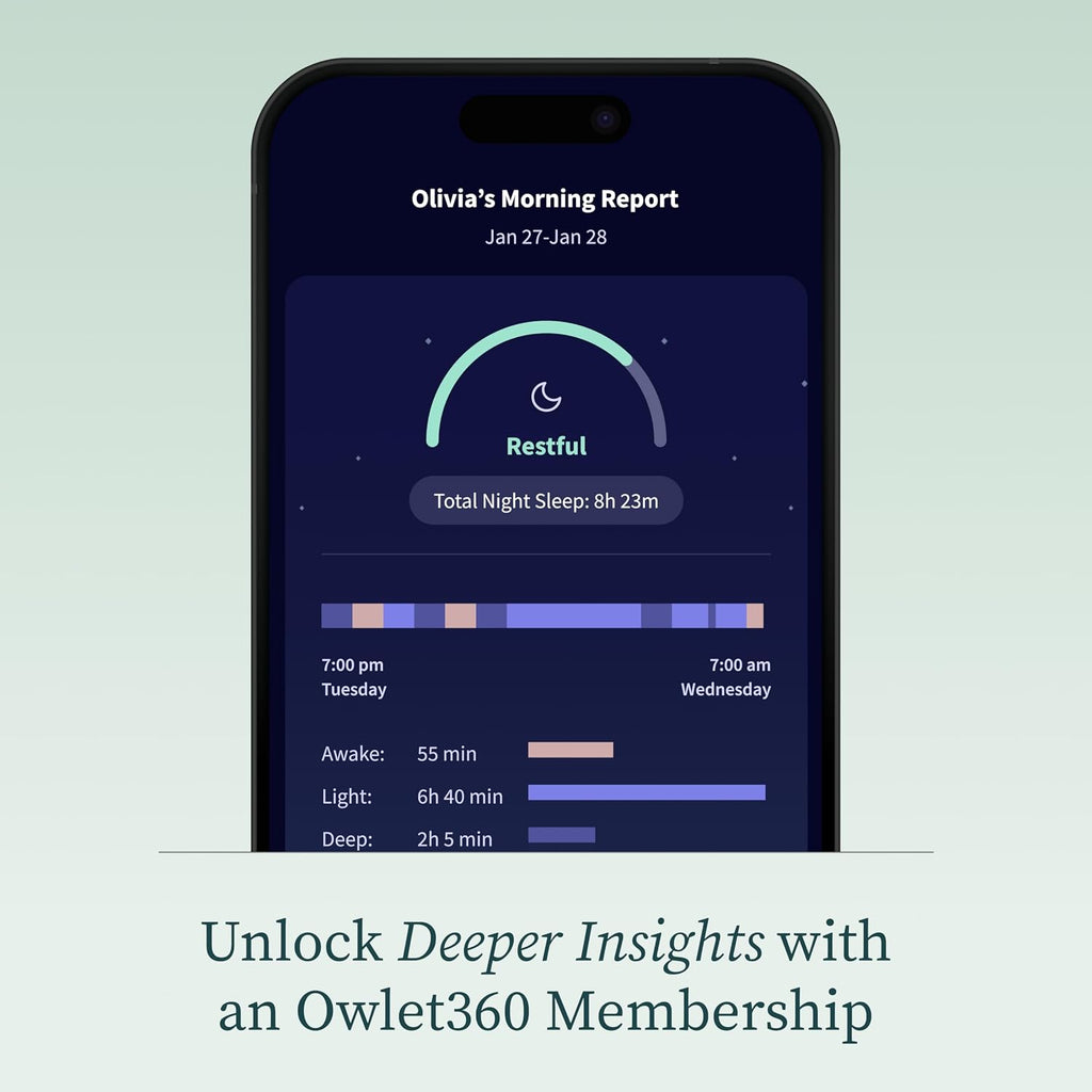 Owlet Dream Sock – Smart Wearable Baby Monitor, Infant SpO2 Monitor Tracks Heart Rate & Oxygen - Parents Receive Alerts, Sleep & Health Insights via App - Bedtime Blue