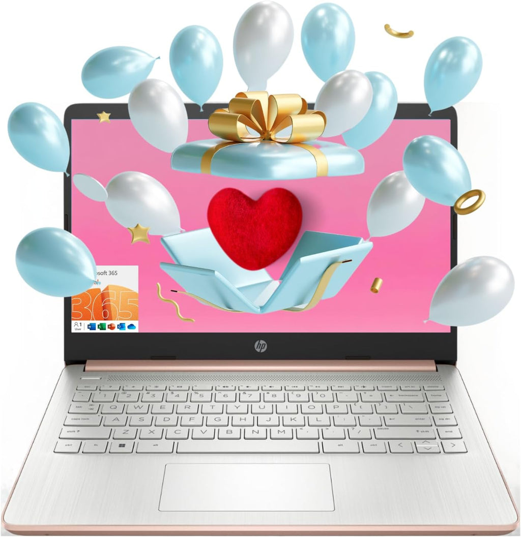 HP Essential Laptop, 14' HD Display, Intel Celeron N4120, 8GB RAM, 128GB eMMC, Webcam, HDMI, Wi-Fi, Windows 11 Home, Rose Gold (Renewed)