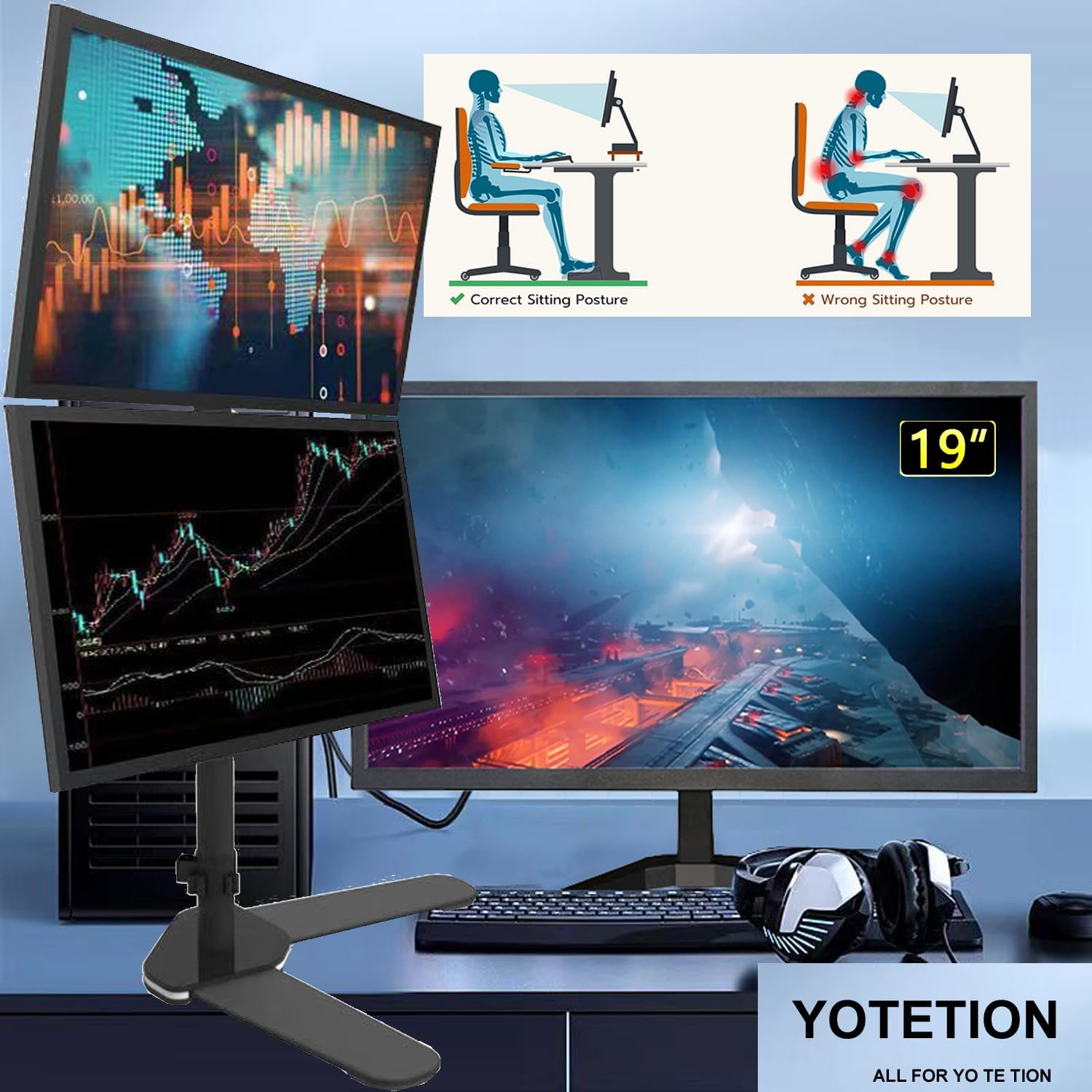 19 inch HD (1440x 900) Monitor,2Packs 60Hz Refresh Rate, HDMI x1, Small Thin Monitor for laptops, Computers and desktops,LED Display, VGA/HDMI Connection.