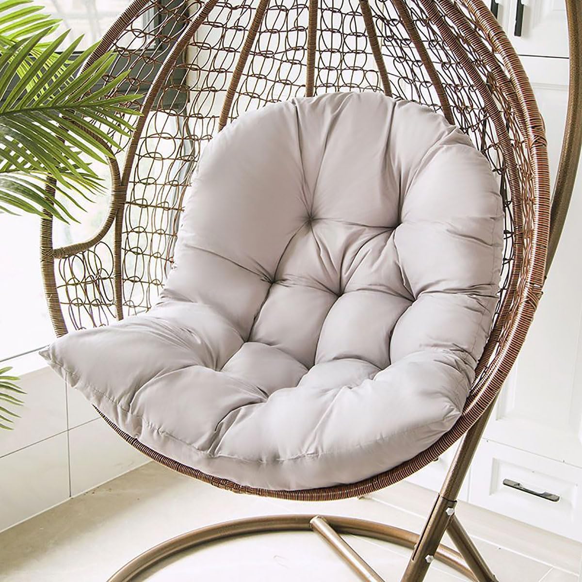 Generic Waterproof Swing Egg Chair Cushion Indoor Outdoor Hammock Chair Cushion Large Hanging Basket Seat Cushion (Cushion Only) (Khaki)