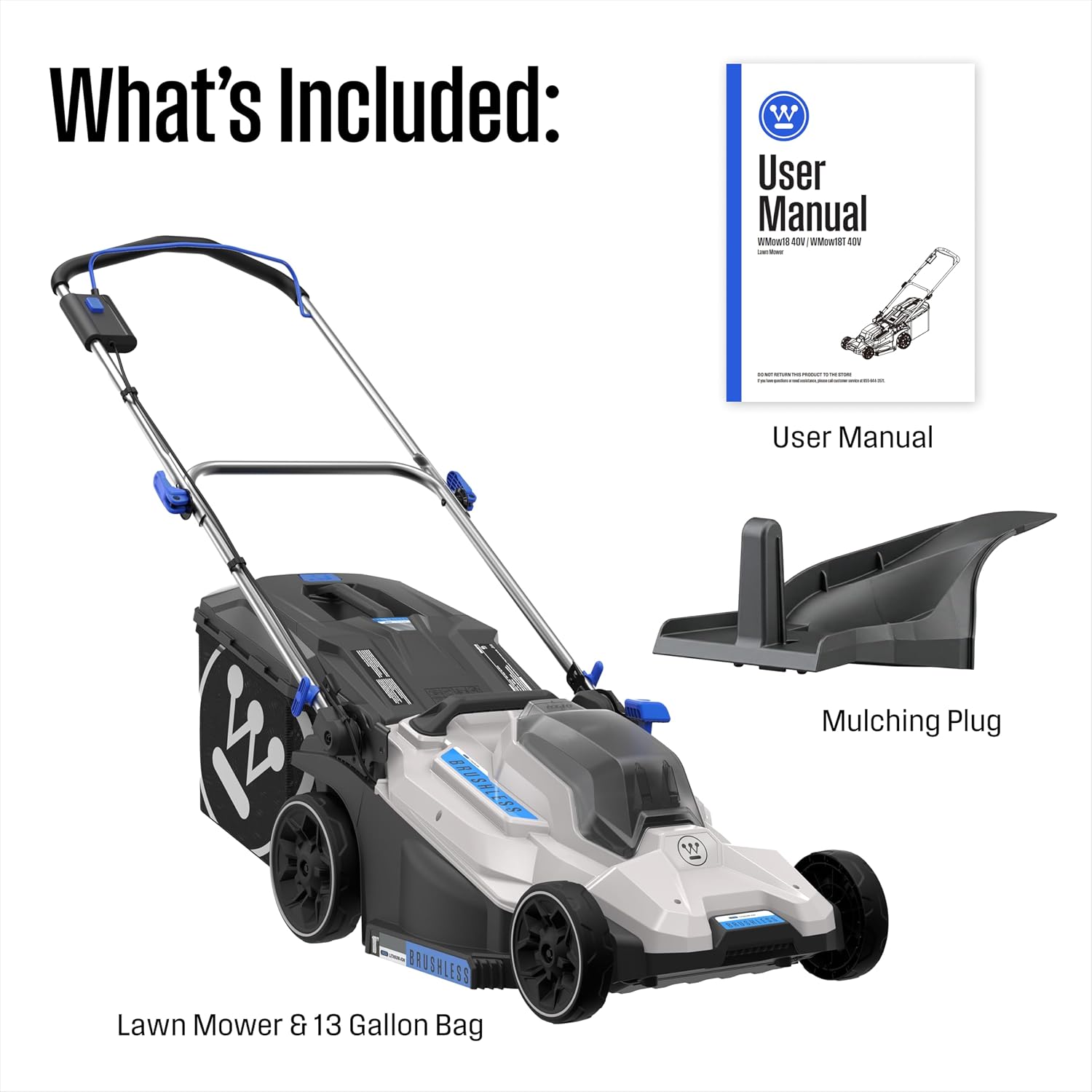 Westinghouse 40V 18 Inch Cordless (Push) Lawn Mower, Tool Only, 6 Height Positions, Up to 3100 RPM