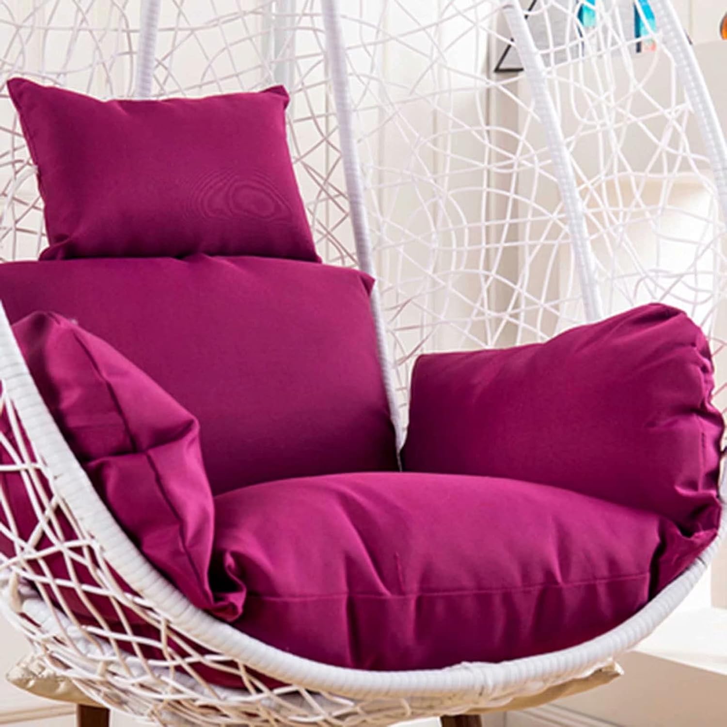 Egg Chair Cushion Only, Outdoor Hanging Swing Chair Cushion, Hanging Egg Chair Cushion Thick, Washable Cover Hanging Hammock Chair Cushion for Garden, Chair Pads Replacement Purple