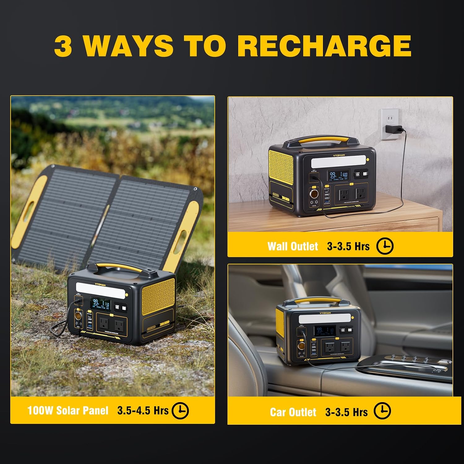 VTOMAN Jump 600X Portable Power Station with 200W Solar Panel, 299Wh Solar Generator with 600W AC Outlets (Surge 1200W) for Outdoor Camping, Vehicle Emergency, Electric Backup, RV, Power Outages