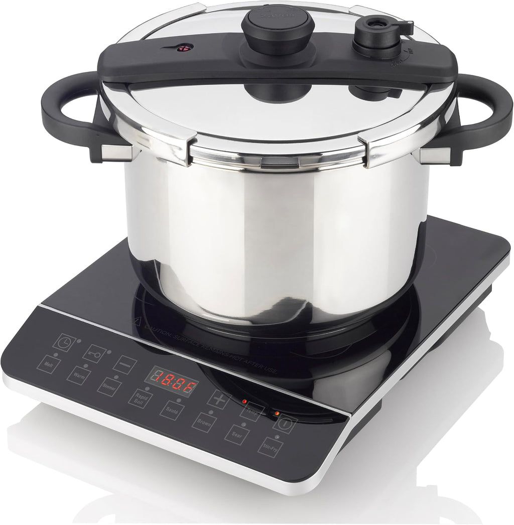Zavor Onyx Induction Cooktop, Electric Burner with 8 Quick Launch Buttons, Energy-Efficient Burners for Cooking up to 50% Faster, Cool Touch Surface, Safety Lock, Slanted Panel, 180 Minutes Timer