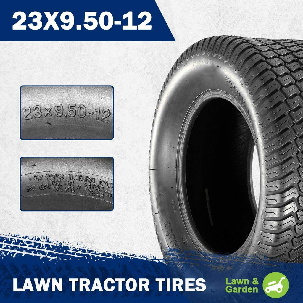 MaxAuto 23x9.50-12 Lawn Mower Tire 23-9.5-12 Turf Tires 23x9.5x12 Lawn Tractor Tires 23x9.5-12 nhs 4PR P332, Set of 2