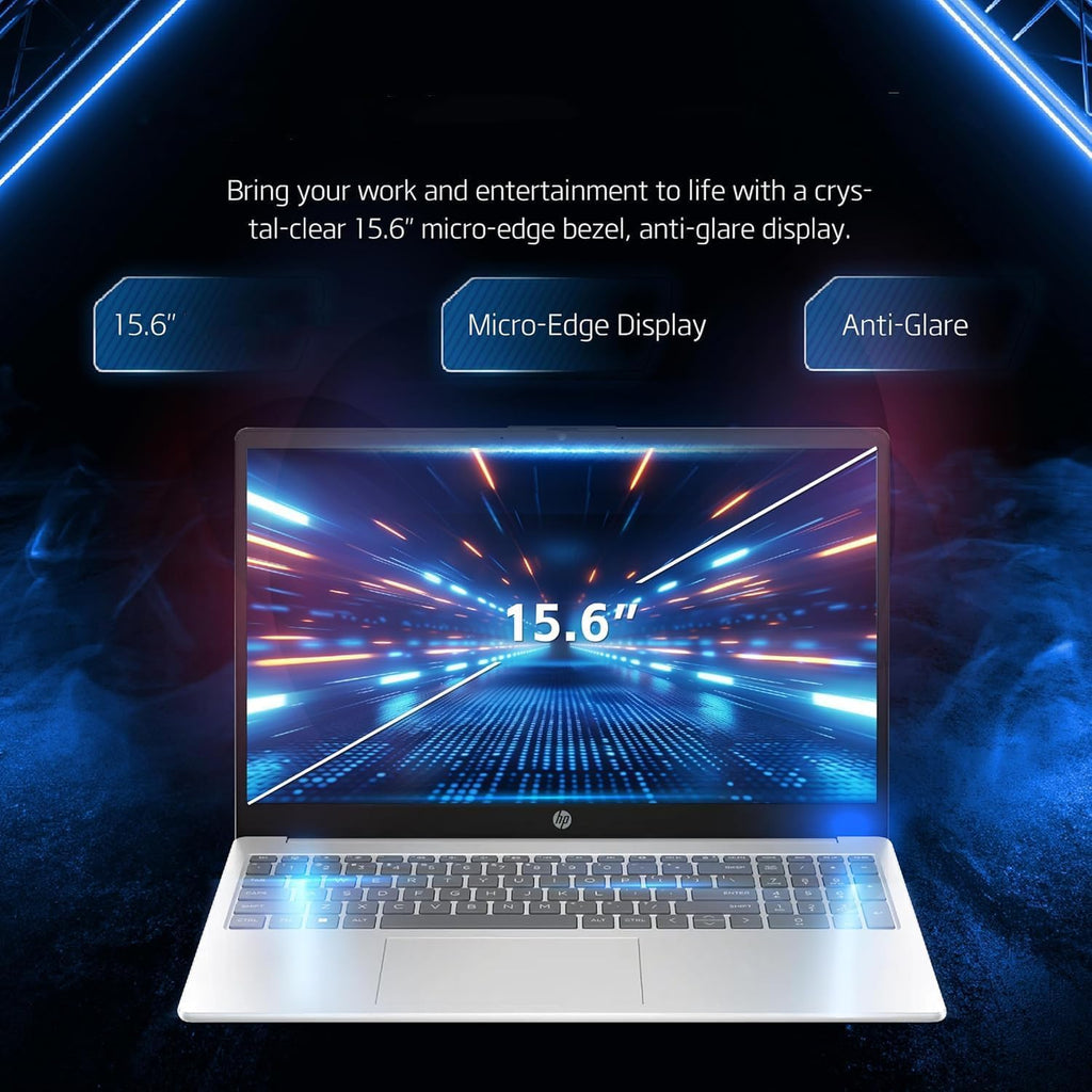 HP 15.6 inch Laptop Computer, 2025/2026 Edition, Intel High-Performance 4 cores N100 CPU, 16GB RAM, 512GB SSD, Long Battery Life, Ultra-Quiet Design, Windows 11 Pro with Microsoft Office