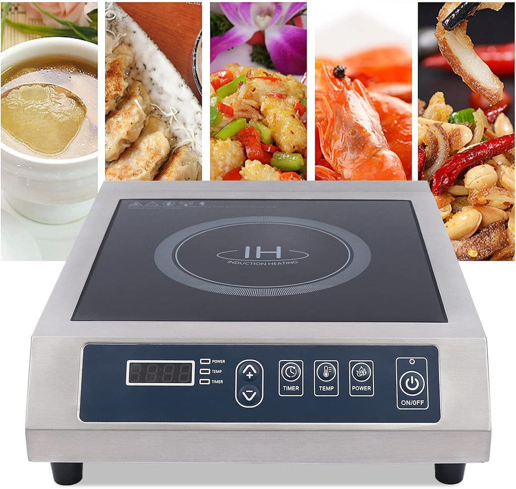 Portable Induction Cooktop,14' Shatter-Proof Ceramic Glass, 9' Heating Coil, 13 Temp Levels up to 460°F, Commercial Range Countertop Burner with Sensor Touch and LCD Screen