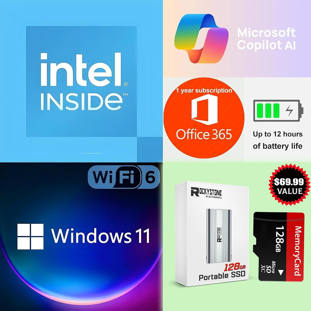 HP 14' HD Thin and Light Laptop, Intel Processor N150(Beat N4120), 16GB RAM, 256GB Storage(128GB UFC+128GB MicroSD), Office 365 1-Year, Copilot AI, WiFi6, BT5.4, HDMI, W/128GB PSD, Win11 S, Rose Gold