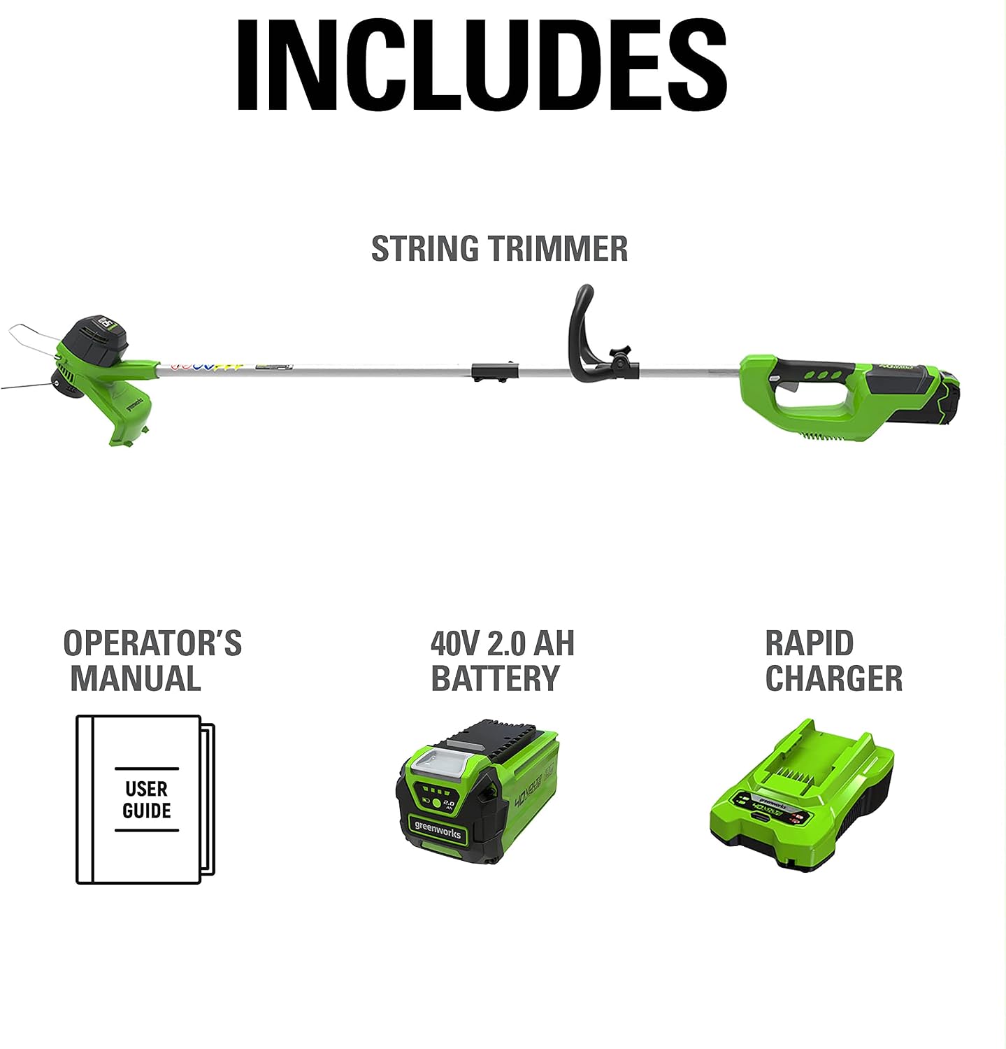 Greenworks 40V 12' Cordless String Trimmer, 0.065' Dual Line with Auto Feed, Variable Speed, Lightweight Weed Eater, 3-Year Warranty
