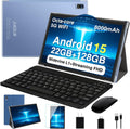 2026 Tablet, 10 Inch Android 15 Tablets 22GB+128GB+1TB Expand, 2-in-1 Octa-Core Electronic Tablet with Keyboard Mouse Case, 8000mAh Battery, 1280x800 HD IPS Display, GPS,Widevine L1, Metal Body -Blue