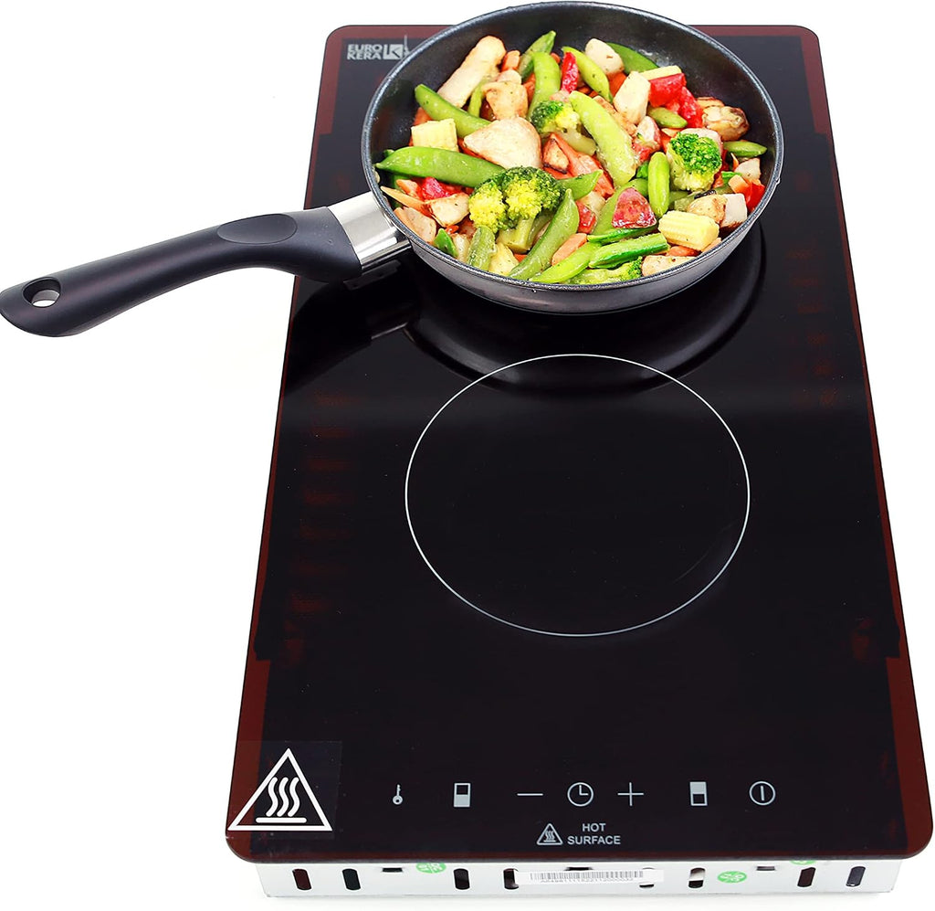Avanti Electric Cooktop Portable Dual Burner Design with 9 Power Settings and Safety Switch, Touch Controls and Timer with Glass Surface for Easy Cleanup, 2600-Watts, Black