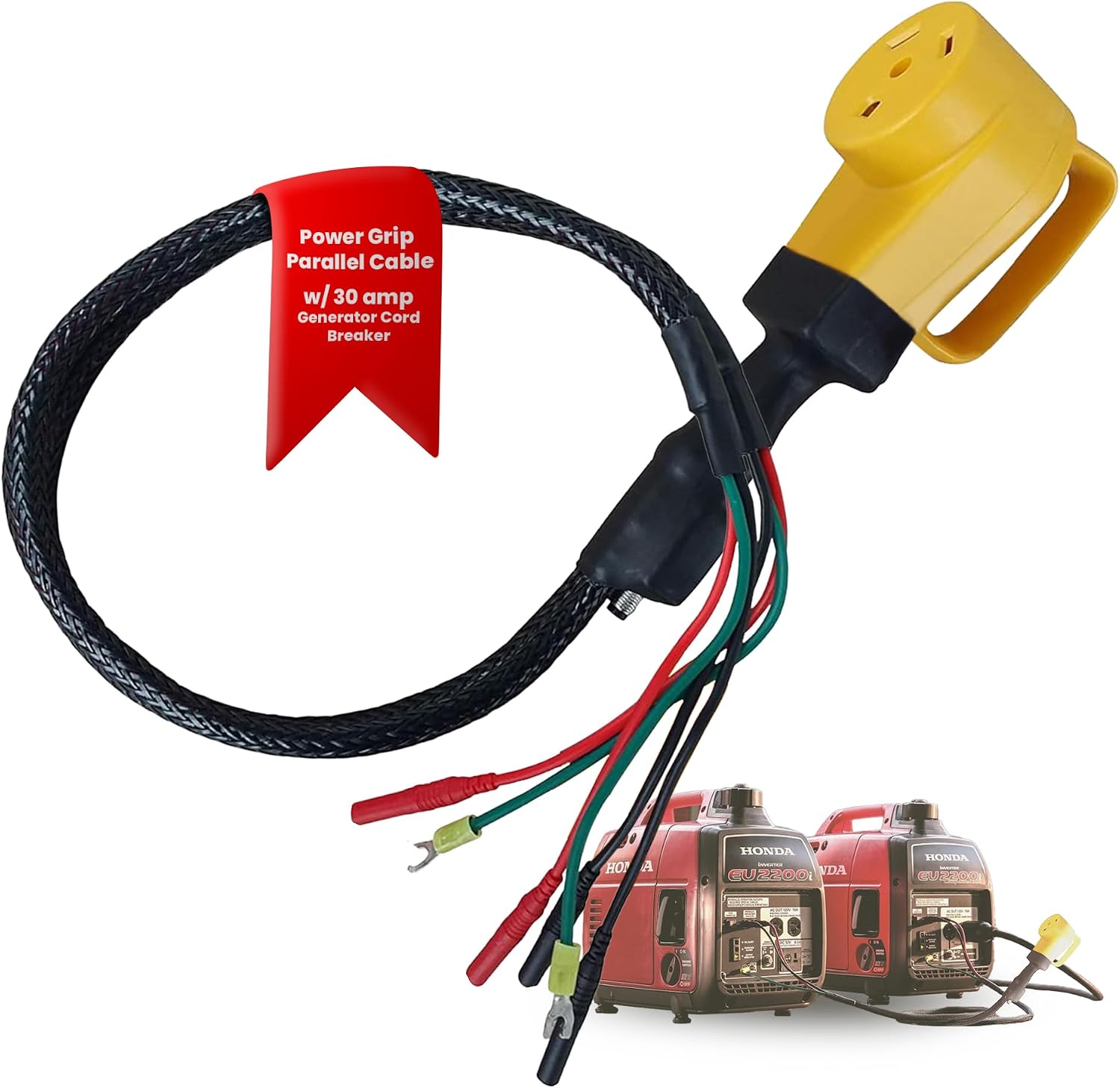 Hutch Mountain Power Grip Parallel Cable - Compatible with Honda Generator Eu2200i, 1000i, & 2000i, RV Cable w/ 30 amp Generator Cord Breaker, Parallel Kit with Built Handle