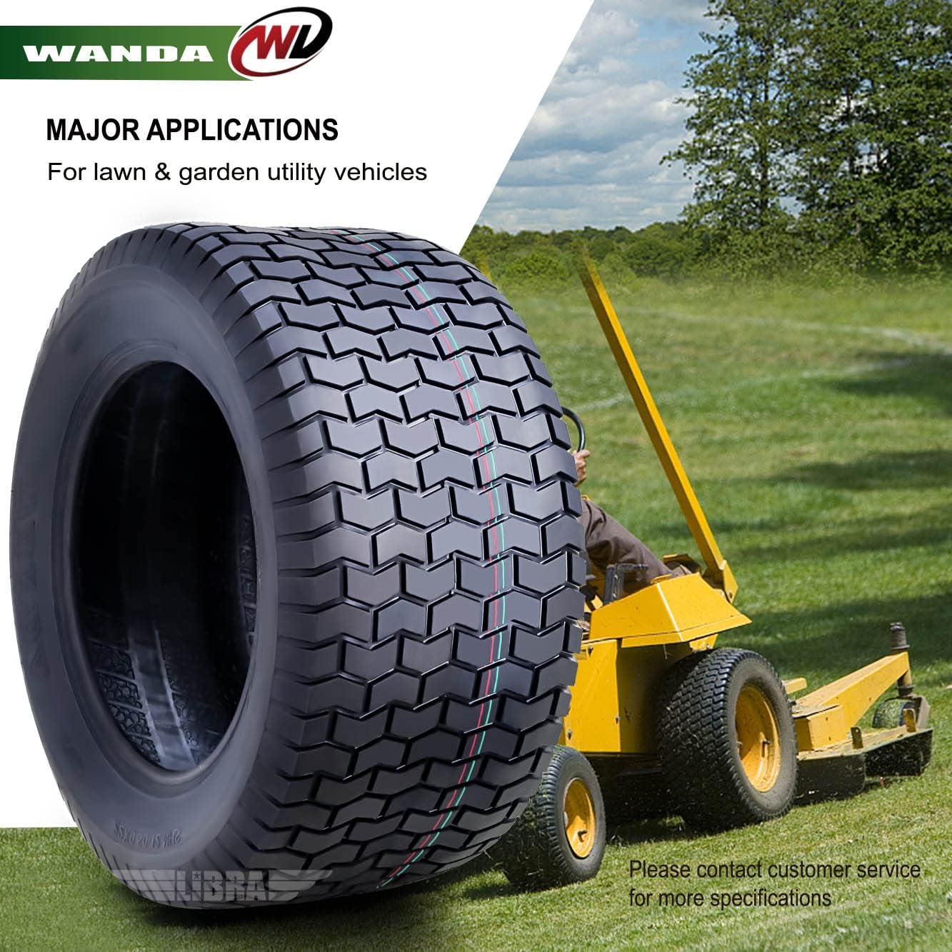 WANDA Set 4 Lawn Mower Turf Tires 15x6-6 Front & 20x8-8 Rear /4PR