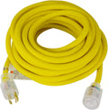 TEMCo 50 ft Extreme Cold Weather L14-30 Generator Extension Cord | 30 Amp 10 Gauge SJEOW with Lighted Plugs | Flexible to -58°F (-50°C) UL Listed - Yellow