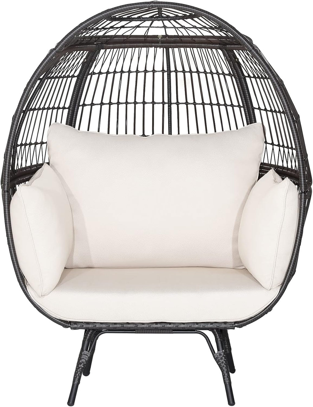 Giantex Oversized Wicker Egg Chair, Outdoor & Indoor Hammock Chair with Thick Cushions, 2-Person PE Rattan Lounge Chair Swing Chair for Patio, Backyard,Porch, 450 LBS Weight Capacity (Mix Brown)