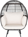 Giantex Oversized Wicker Egg Chair, Outdoor & Indoor Hammock Chair with Thick Cushions, 2-Person PE Rattan Lounge Chair Swing Chair for Patio, Backyard,Porch, 450 LBS Weight Capacity (Mix Brown)
