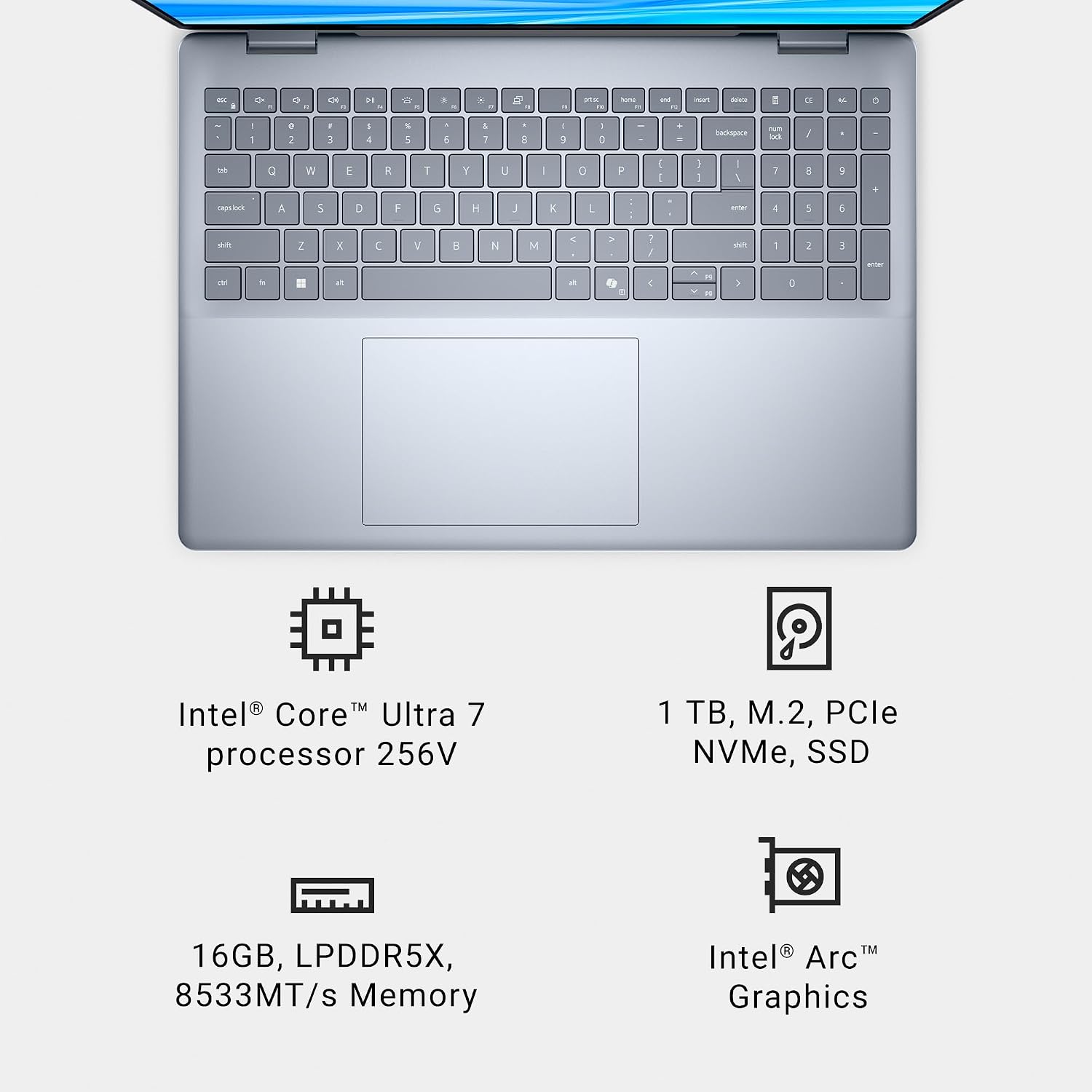 Dell 16 Plus Laptop DB16250-16.0-inch 16:10 2.5K (2560x1600) Display, Intel Core Ultra 7 256V, 16GB LPDDR5X Memory, 1TB SSD, Arc Graphics, Backlit Copilot Key Keyboard, Windows 11 Home