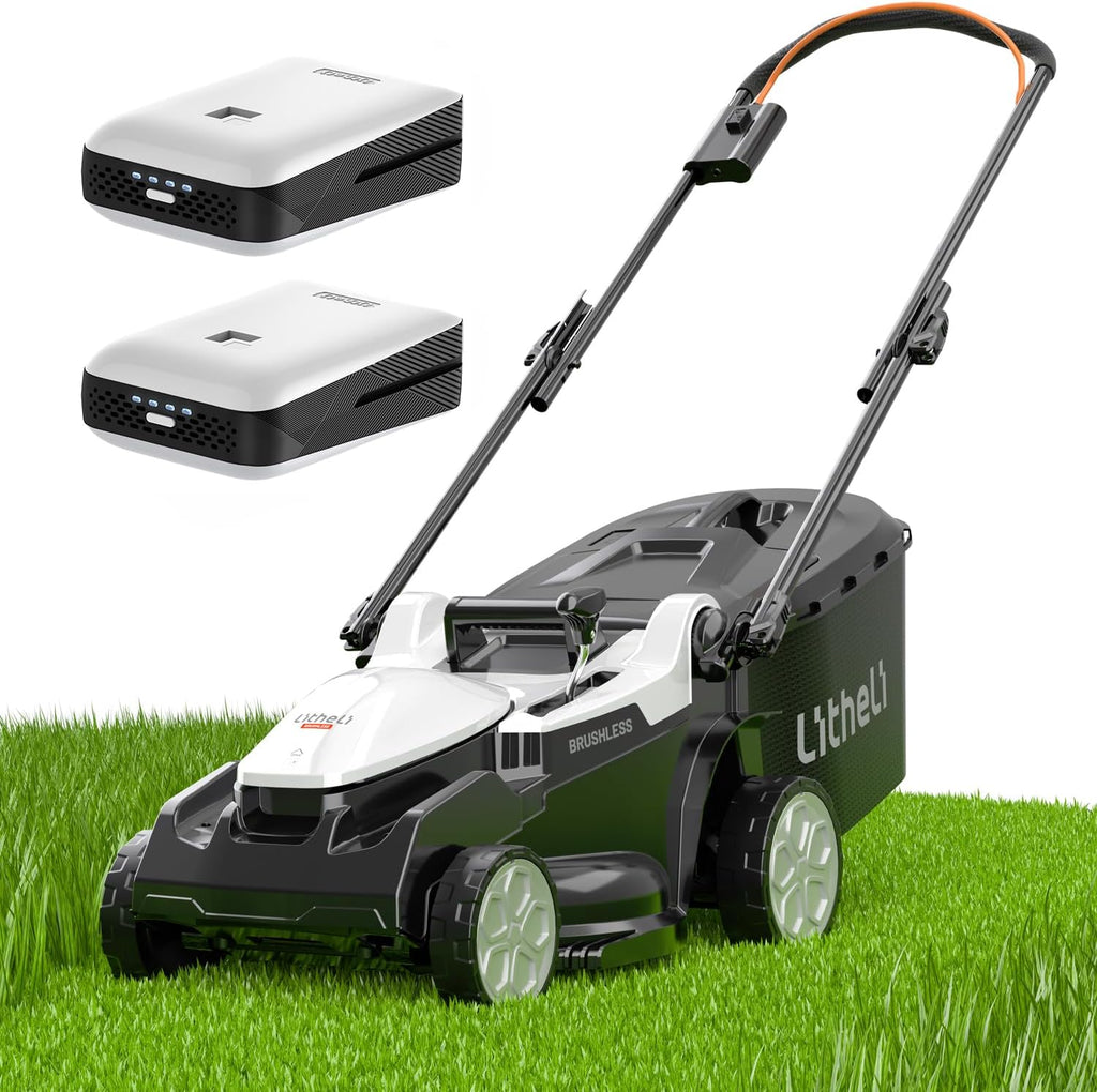 Litheli 16.5' Electric Lawn Mower Cordless, Brushless Lawnmower with 6-Height Adjust and 2 x 4.0Ah Batteries, for Garden and Yards