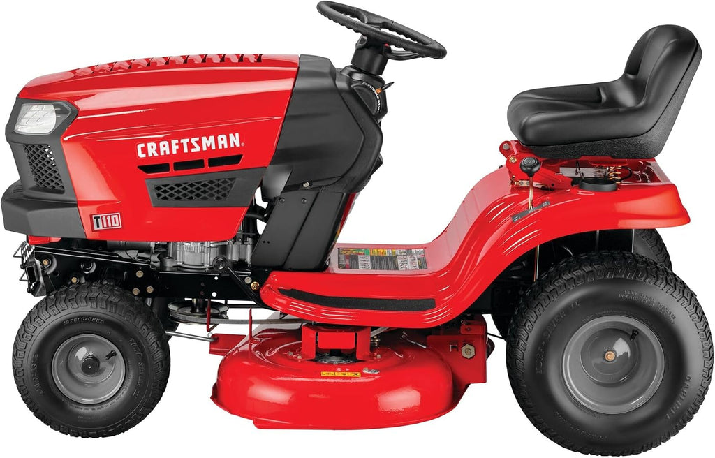 CRAFTSMAN 42' Gas Riding Lawn Mower with 17.5 HP* Briggs and Stratton Single-Cylinder Engine, Gas Lawn Tractor with 7-Speed Transmission, Red/Black (13AN77XSA93)