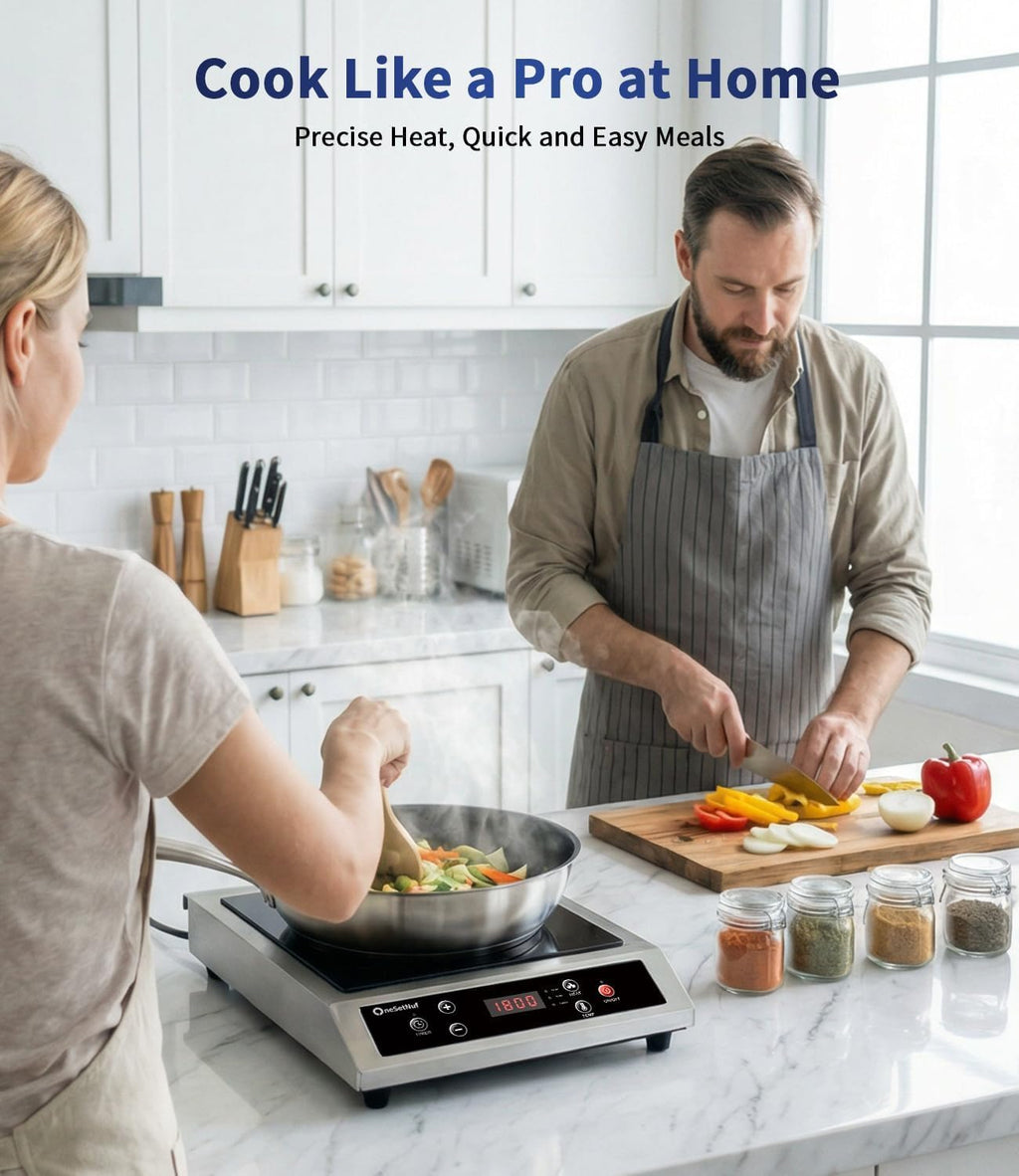 Stainless Steel Induction Cooktop, Professional-Grade Induction Cooker with Precise Temperature Control,Portable Countertop Burner with UL Certified, 10 Hours Timer Powerful 1800W Hot Plate