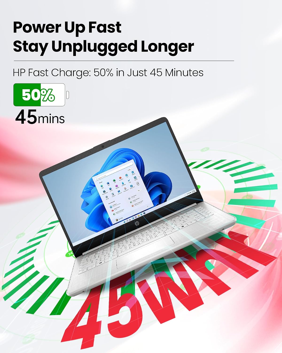 HP 2025 14 Inch Ultra Light Laptop, Sleek Natural Silver, Intel Processor N150, 16GB RAM, 384GB Storage(128GB UFS+256GB MSD), Wi-Fi 6, Windows 11 Pro, Copilot Key, w/Accessories